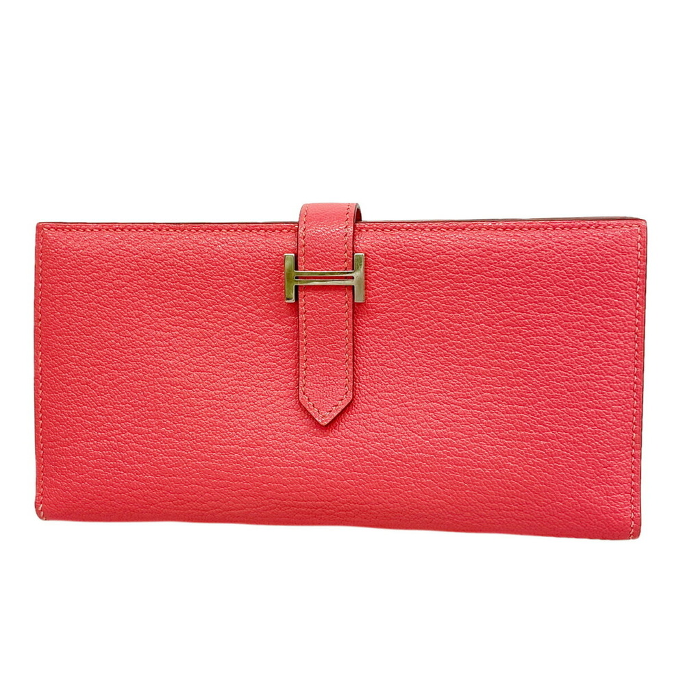 Hermes Bearn Soufflé Long Wallet, Chevre Mysore, Rose Azalee, C Stamp, Women's